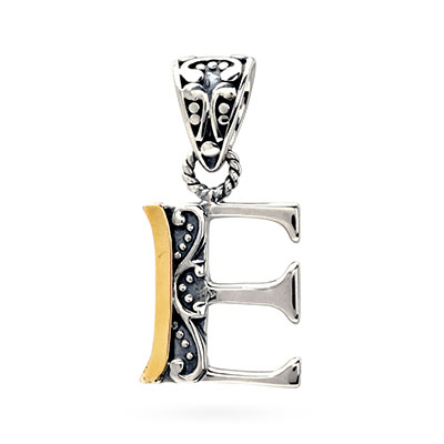 Gold & Silver pendant, alphabet collection, letter E