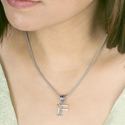 Gold & Silver pendant, alphabet collection, letter F