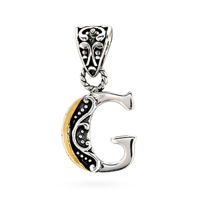 Gold & Silver pendant, alphabet collection, letter G