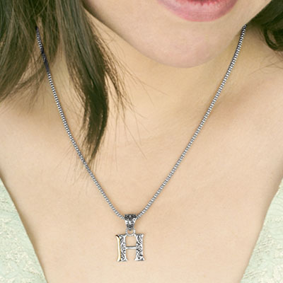 Gold & Silver pendant, alphabet collection, letter H