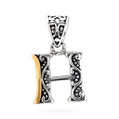 Gold & Silver pendant, alphabet collection, letter H