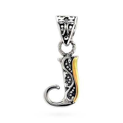 Gold & Silver pendant, alphabet collection, letter J
