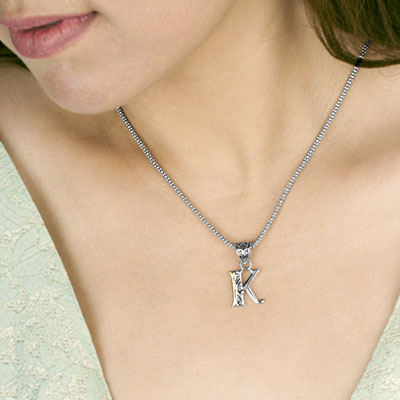 Gold & Silver pendant, alphabet collection, letter K