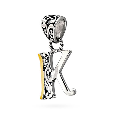 Gold & Silver pendant, alphabet collection, letter K