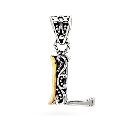 Gold & Silver pendant, alphabet collection, letter L