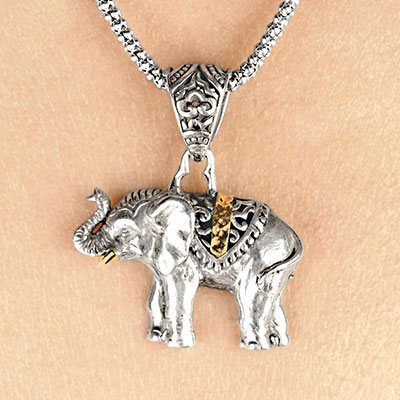 Gold & Silver bracelet, scale dragon chain round 6mm, spring lock with 18K gold hammer motif and white topaz pave stones