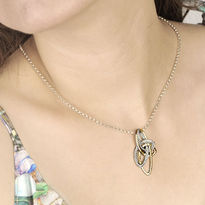 Gold & Silver bracelet, scale dragon chain round 6mm, spring lock with 18K gold hammer motif and white topaz pave stones