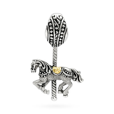 Gold & Silver bracelet, scale dragon chain round 6mm, spring lock with 18K gold hammer motif and white topaz pave stones