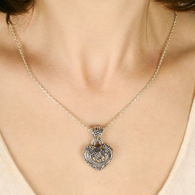 Gold & Silver bracelet, scale dragon chain round 6mm, spring lock with 18K gold hammer motif and white topaz pave stones