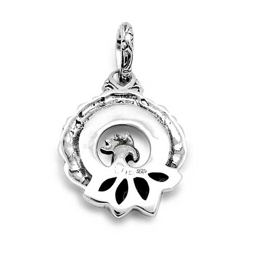 Gold & Silver bracelet, scale dragon chain round 6mm, spring lock with 18K gold hammer motif and white topaz pave stones