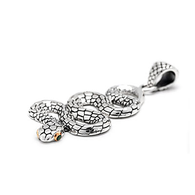 Gold & Silver bracelet, scale dragon chain round 6mm, spring lock with 18K gold hammer motif and white topaz pave stones