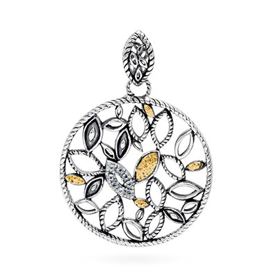 Gold & Silver bracelet, scale dragon chain round 6mm, spring lock with 18K gold hammer motif and white topaz pave stones