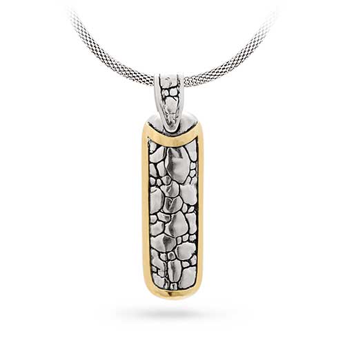 Gold & Silver bracelet, scale dragon chain round 6mm, spring lock with 18K gold hammer motif and white topaz pave stones