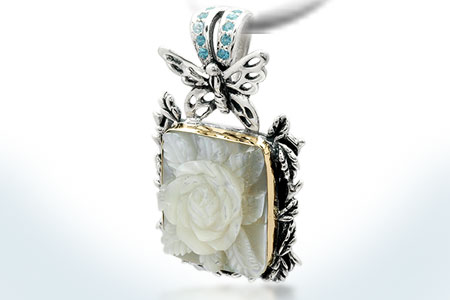Wholesale Silver Pendant - SPG600-9MopBt