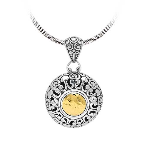 Gold & Silver bracelet, scale dragon chain round 6mm, spring lock with 18K gold hammer motif and white topaz pave stones