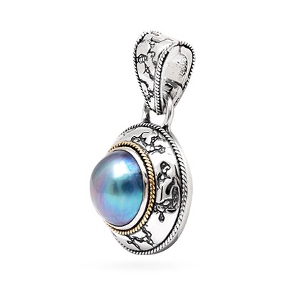 Gold & Silver bracelet, scale dragon chain round 6mm, spring lock with 18K gold hammer motif and white topaz pave stones