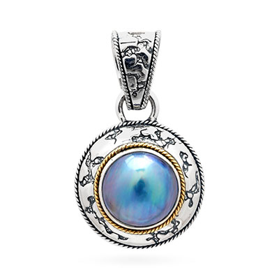 Gold & Silver bracelet, scale dragon chain round 6mm, spring lock with 18K gold hammer motif and white topaz pave stones