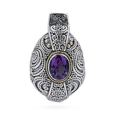 Gold & Silver bracelet, scale dragon chain round 6mm, spring lock with 18K gold hammer motif and white topaz pave stones