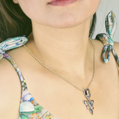 Gold & Silver bracelet, scale dragon chain round 6mm, spring lock with 18K gold hammer motif and white topaz pave stones