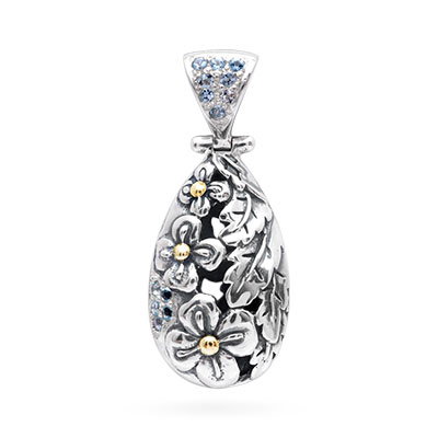 Gold & Silver bracelet, scale dragon chain round 6mm, spring lock with 18K gold hammer motif and white topaz pave stones