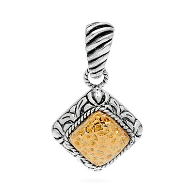 Gold & Silver bracelet, scale dragon chain round 6mm, spring lock with 18K gold hammer motif and white topaz pave stones