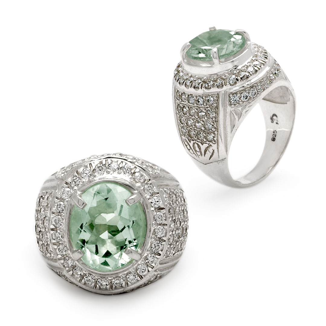 Wholesale Silver Ring - SR080-2GamCz