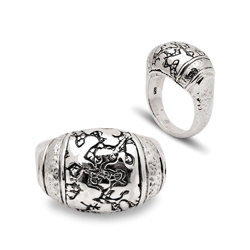 Gold & Silver bracelet, scale dragon chain round 6mm, spring lock with 18K gold hammer motif and white topaz pave stones