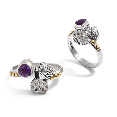 Gold & Silver bracelet, scale dragon chain round 6mm, spring lock with 18K gold hammer motif and white topaz pave stones