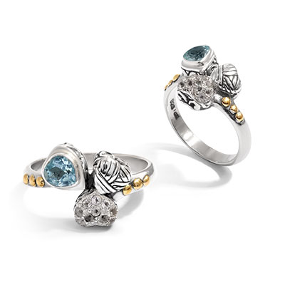 Gold & Silver bracelet, scale dragon chain round 6mm, spring lock with 18K gold hammer motif and white topaz pave stones