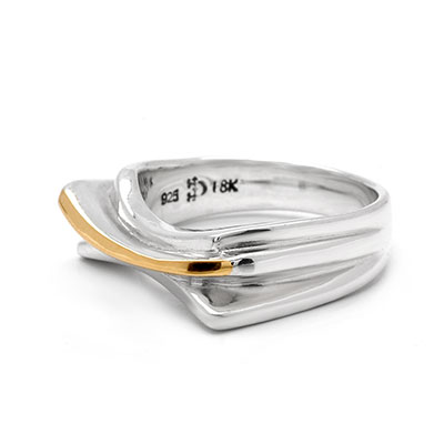 Gold & Silver bracelet, scale dragon chain round 6mm, spring lock with 18K gold hammer motif and white topaz pave stones