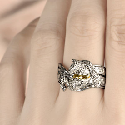 Gold & Silver bracelet, scale dragon chain round 6mm, spring lock with 18K gold hammer motif and white topaz pave stones