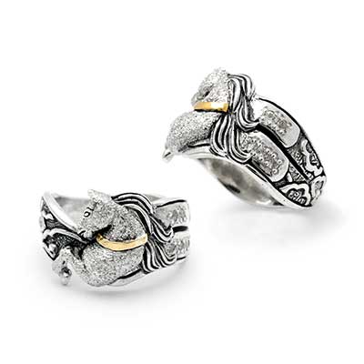 Gold & Silver bracelet, scale dragon chain round 6mm, spring lock with 18K gold hammer motif and white topaz pave stones