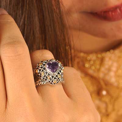 Gold & Silver bracelet, scale dragon chain round 6mm, spring lock with 18K gold hammer motif and white topaz pave stones