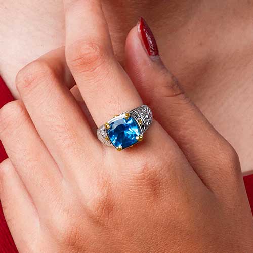 Gold & Silver bracelet, scale dragon chain round 6mm, spring lock with 18K gold hammer motif and white topaz pave stones