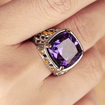 Gold & Silver bracelet, scale dragon chain round 6mm, spring lock with 18K gold hammer motif and white topaz pave stones