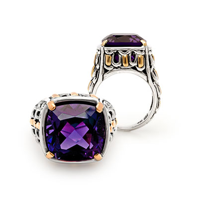 Gold & Silver bracelet, scale dragon chain round 6mm, spring lock with 18K gold hammer motif and white topaz pave stones