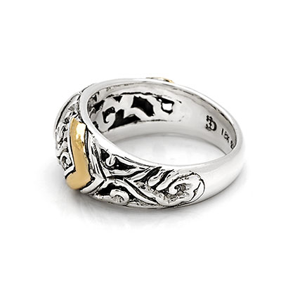 Gold & Silver bracelet, scale dragon chain round 6mm, spring lock with 18K gold hammer motif and white topaz pave stones