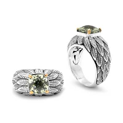 Gold & Silver bracelet, scale dragon chain round 6mm, spring lock with 18K gold hammer motif and white topaz pave stones