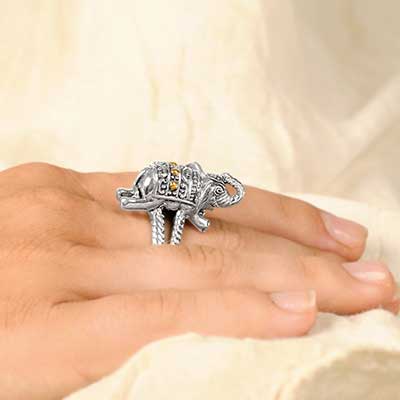 Gold & Silver bracelet, scale dragon chain round 6mm, spring lock with 18K gold hammer motif and white topaz pave stones