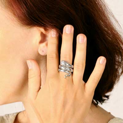 Gold & Silver bracelet, scale dragon chain round 6mm, spring lock with 18K gold hammer motif and white topaz pave stones