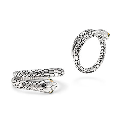 Gold & Silver bracelet, scale dragon chain round 6mm, spring lock with 18K gold hammer motif and white topaz pave stones