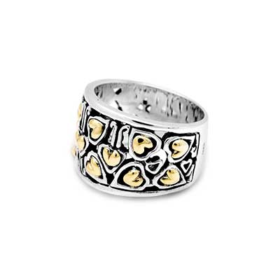 Gold & Silver bracelet, scale dragon chain round 6mm, spring lock with 18K gold hammer motif and white topaz pave stones