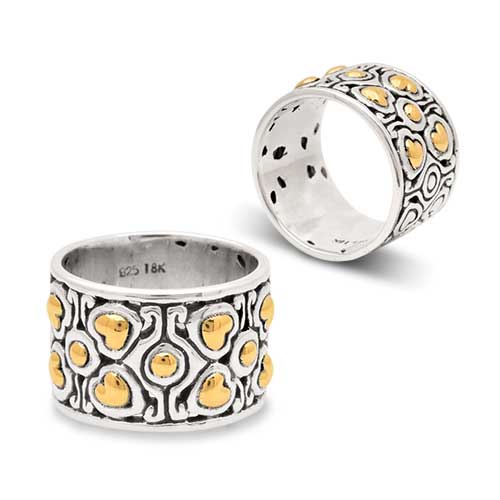 Gold & Silver bracelet, scale dragon chain round 6mm, spring lock with 18K gold hammer motif and white topaz pave stones