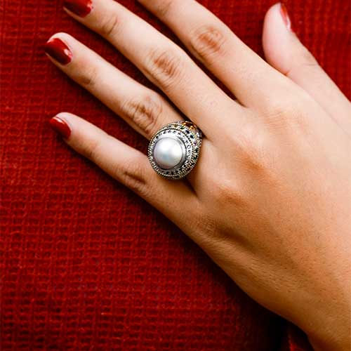 Gold & Silver bracelet, scale dragon chain round 6mm, spring lock with 18K gold hammer motif and white topaz pave stones