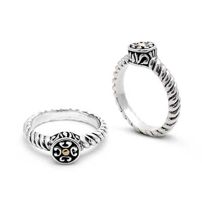 Gold & Silver bracelet, scale dragon chain round 6mm, spring lock with 18K gold hammer motif and white topaz pave stones